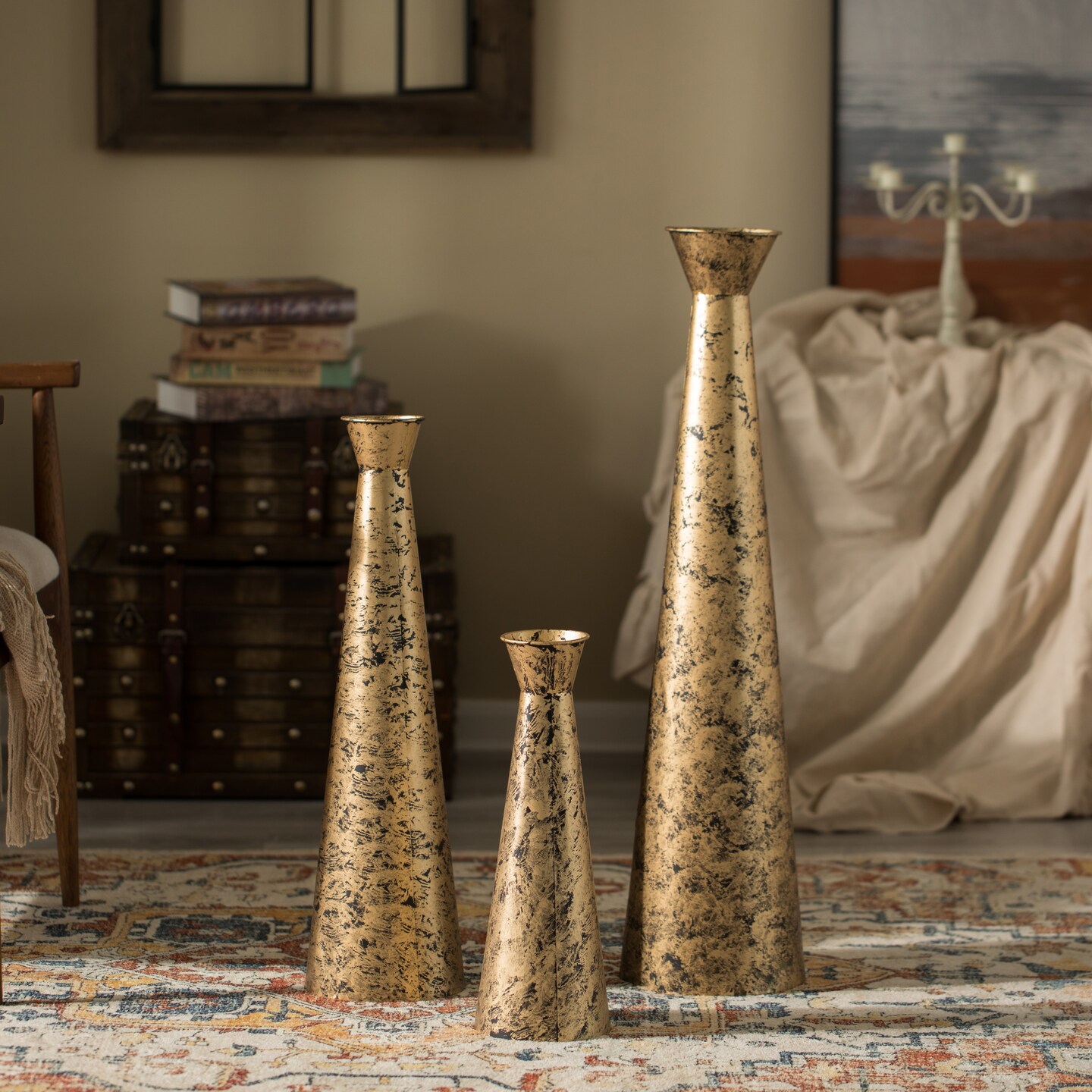 Brushed Paint Unique Straight Vase: Modern Metal Decorative Floor Vase - Flower Holder for Entryway, Living Room, or Dining Room - Perfect for Displaying Flowers or Plants - Stylish Home D&#xE9;cor Accent
