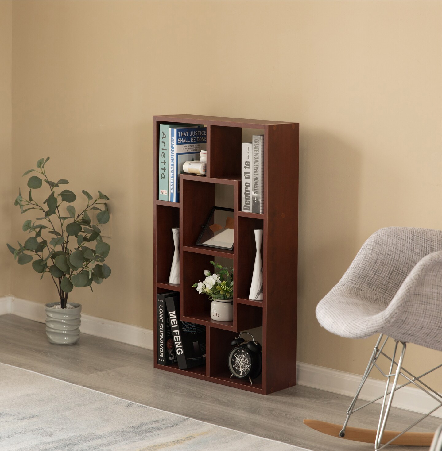 Modern 8 Tier Bookcase Wall Mount and Freestanding Storage Shelves For Decoration Display