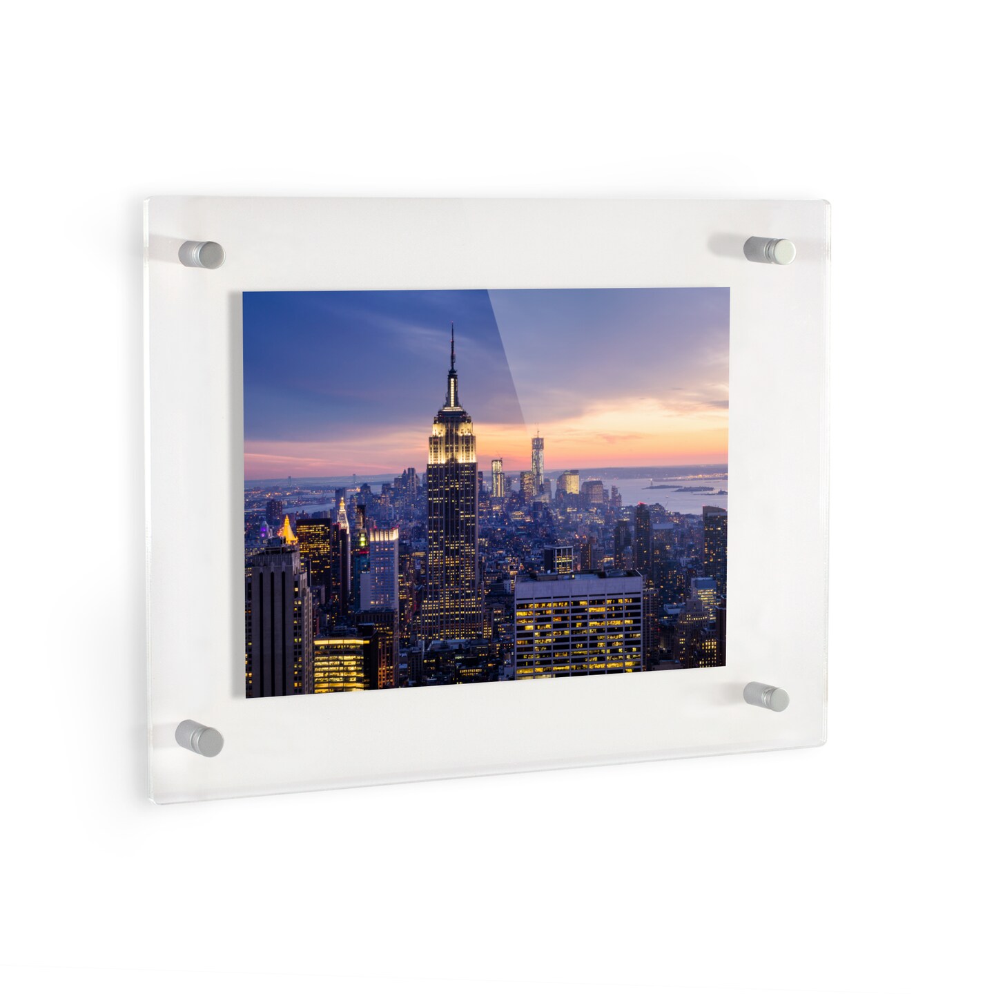 ArtToFrames 16x24 inches Floating Acrylic Frame (Full Frame is 20x28) with Choice of Chrome, Gold, Satin, White or Black Standoff Hardware