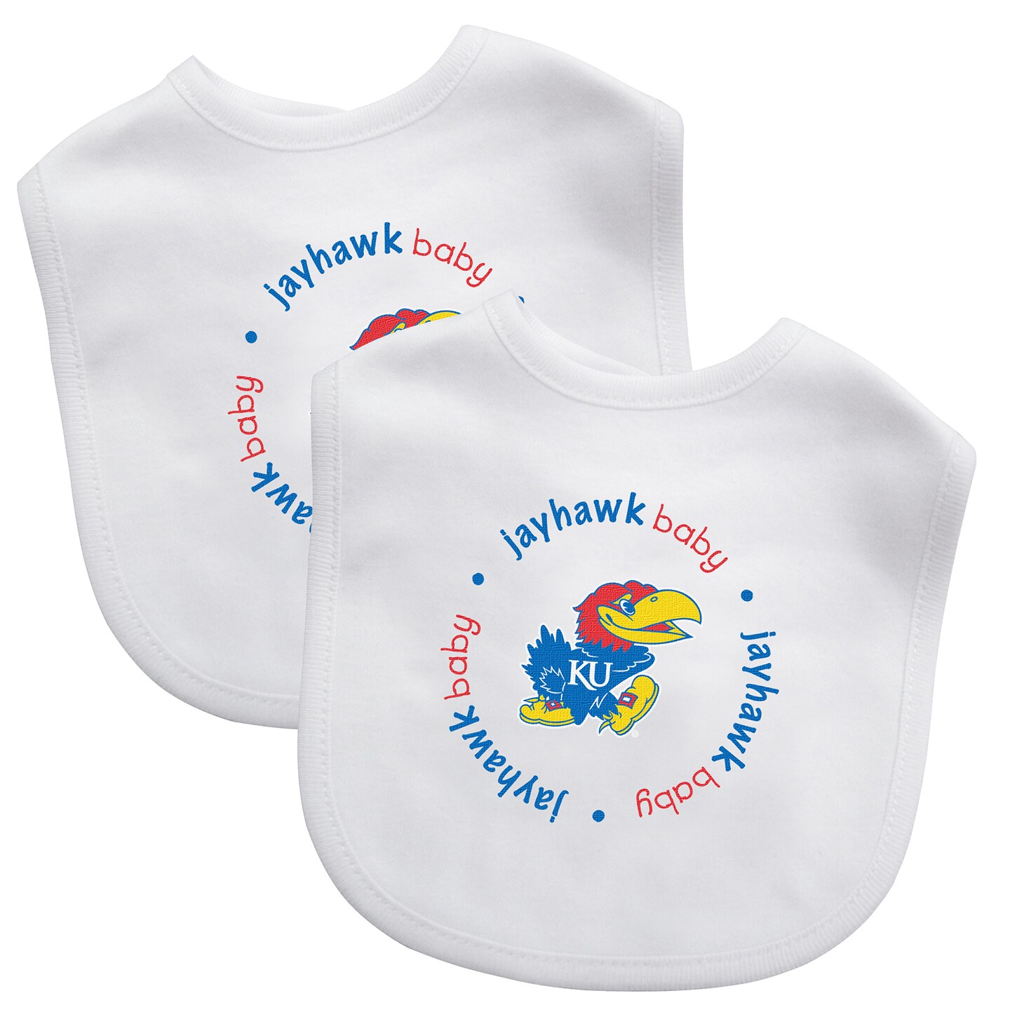 Baby Fanatic Officially Licensed Unisex Baby Bibs 2 Pack - NCAA Kansas Jayhawks Baby Apparel Set