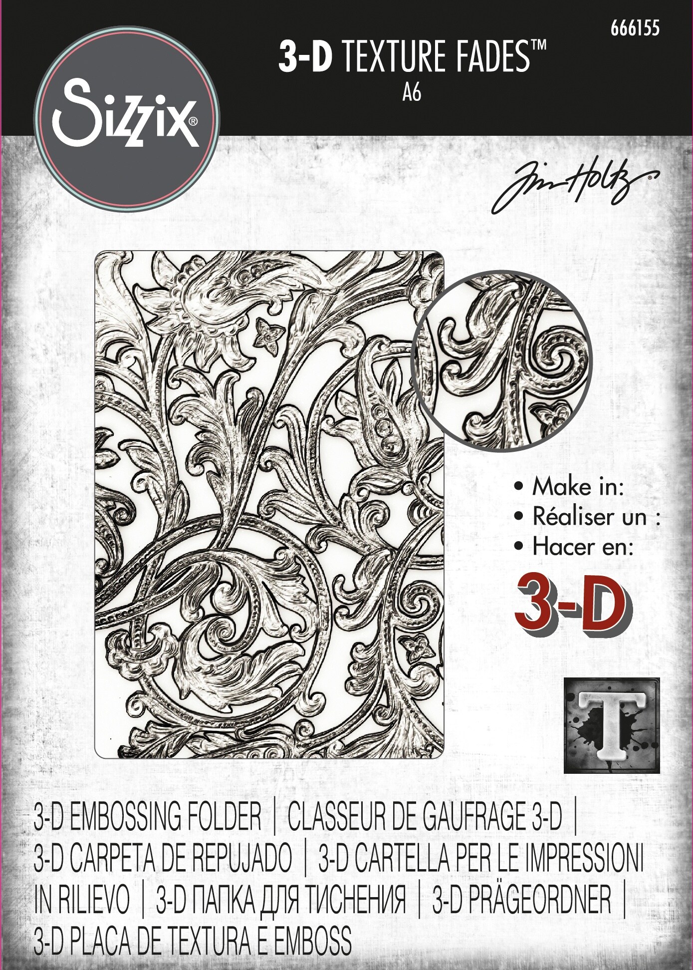 Sizzix 3D Texture Fades Embossing Folder By Tim Holtz-Entangled