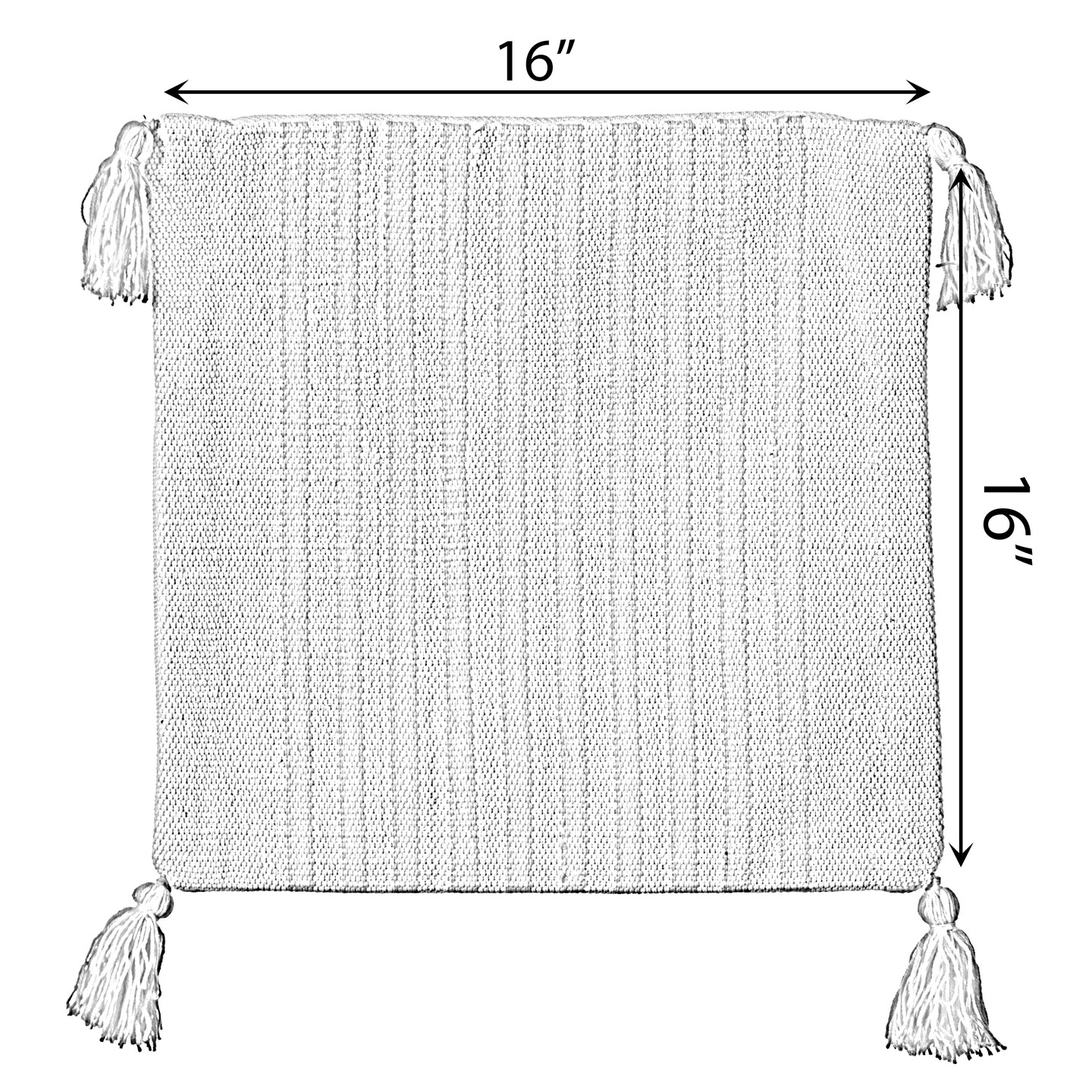 16" Handwoven Cotton Throw Pillow Cover with Striped Lines, Black