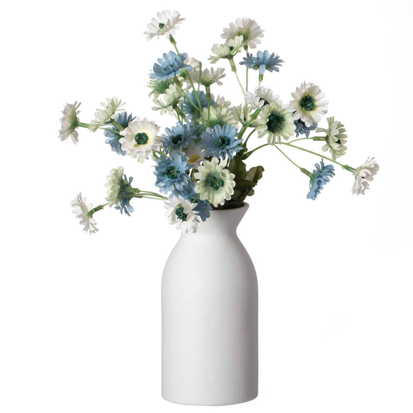 Contemporary White Cylinder Shaped Ceramic Table Flower Vase Holder