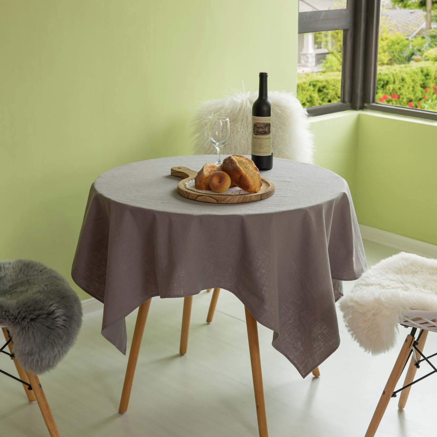 Deerlux 100% Pure Linen Washable Tablecloth Solid Color