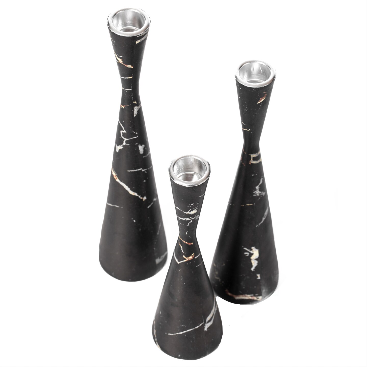 Marble Resin Candle Holders - Set of 3 Exquisite Decorative Taper Candlesticks for Luxurious Home Decor, Elegant Dining Table Centerpieces, Stylish Interior Accents, and Exclusive Event Illumination