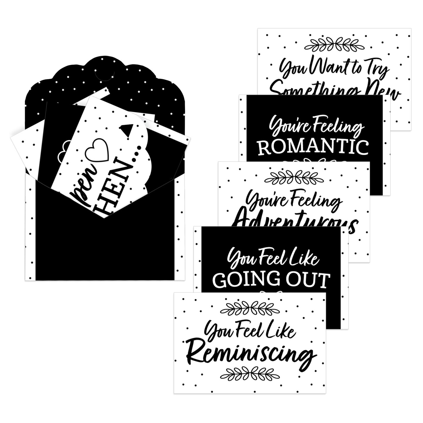 Big Dot of Happiness Black and White Wedding - Date Night Cards for Couples Gift Box Kit - Open When Letters - Set of 8