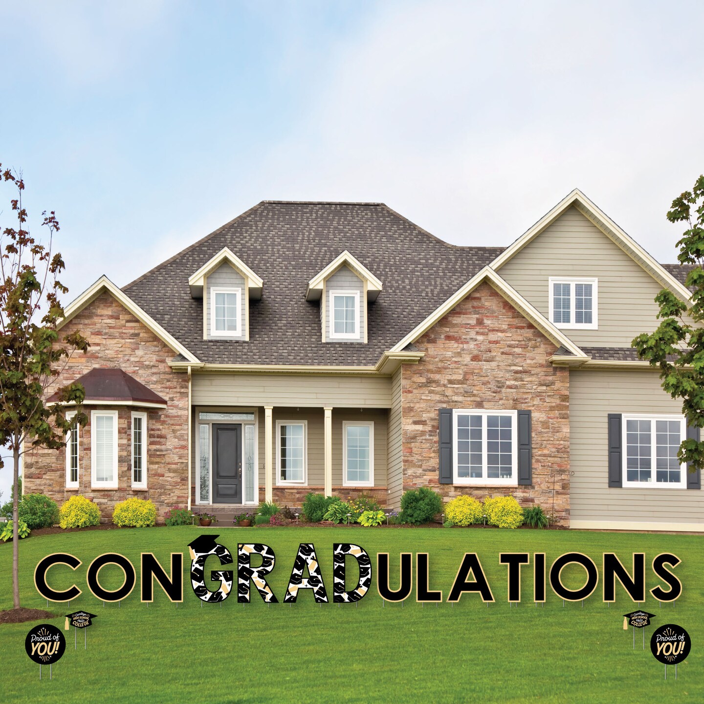 Big Dot of Happiness Hello College - Graduation Party Yard Signs - Outdoor Lawn Decorations - ConGRADulations