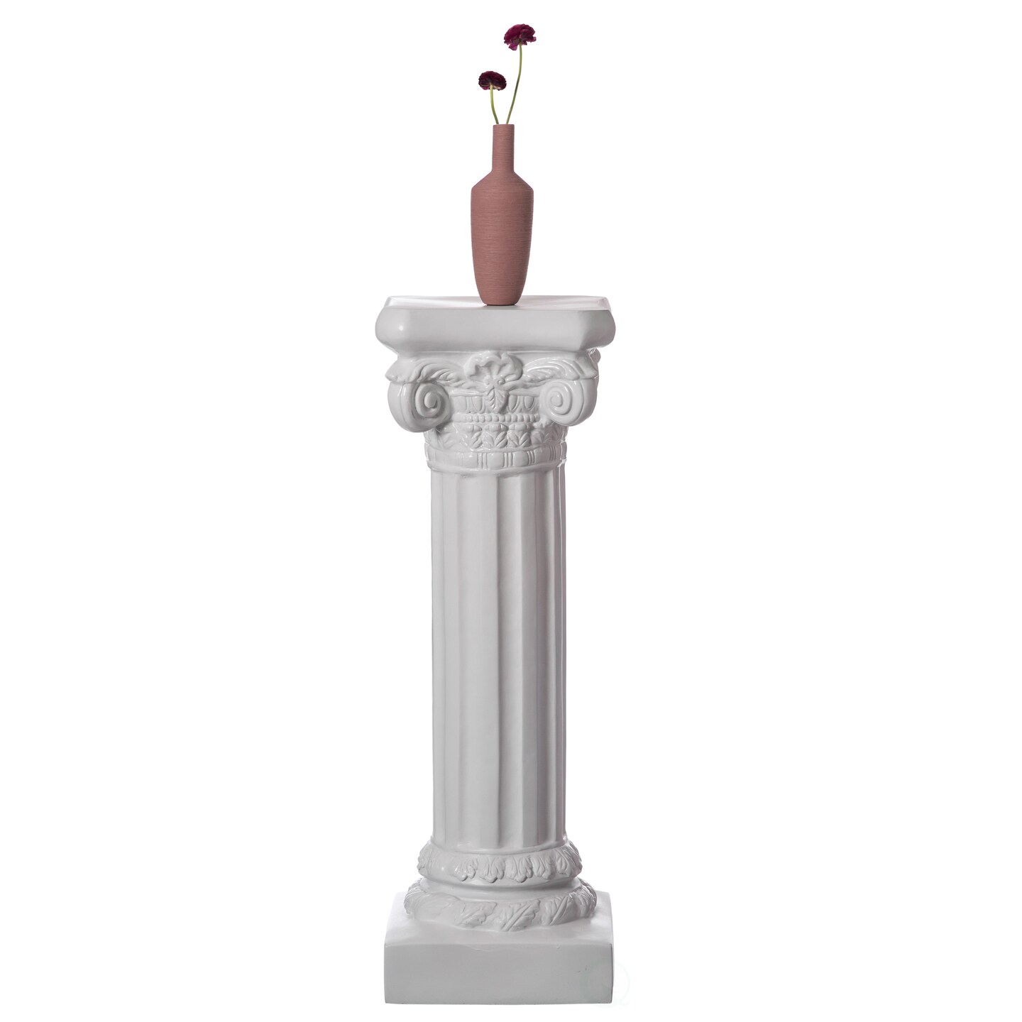Decorative Fiberglass White Plinth Roman Style Column Ionic Piller Pedestal Vase Stand for Wedding or Party, Living Room, or Dining Room Decor - Photography Props - Sculpture Display - Greek-inspired Luxury Decor Piece with Ornate Accents