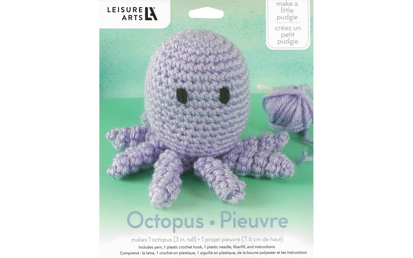 Leisure Arts Pudgies Animals Crochet Kit, Cow, 3, Complete Crochet kit,  Learn to Crochet Animal Starter kit for All Ages, Includes Instructions,  DIY