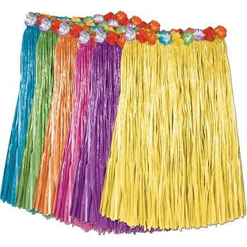 Child Artificial Grass Hula Skirt with Floral Waistband