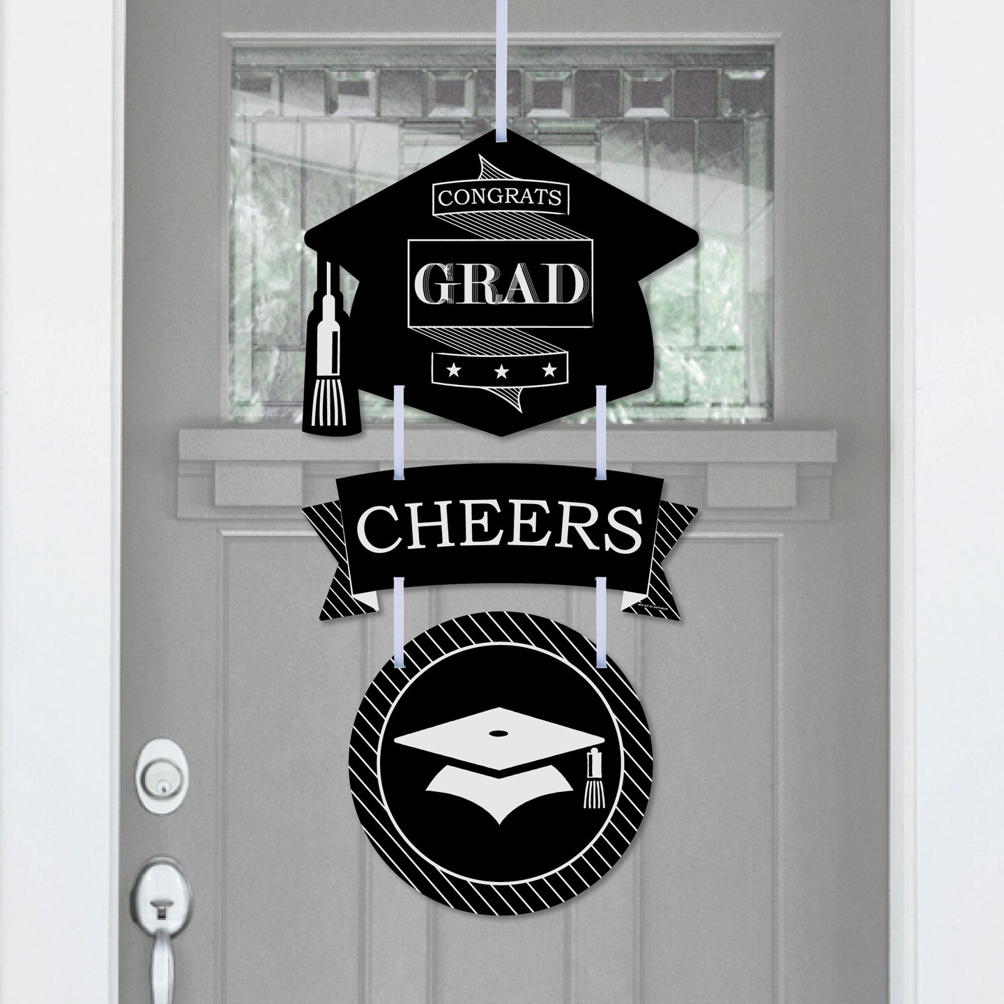 Big Dot of Happiness Graduation Cheers - Hanging Porch Graduation Party Outdoor Decorations - Front Door Decor - 3 Piece Sign