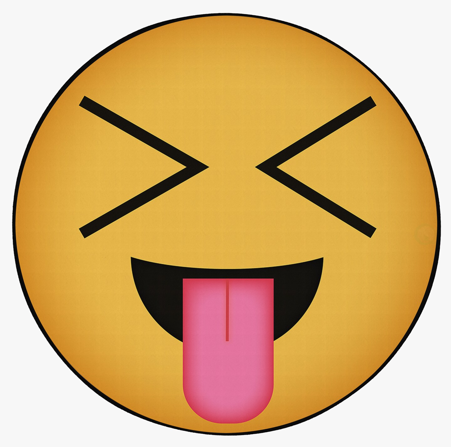 Deerlux Emoji Style Round Funny Smiley Face Kids Area Rug, Tongue Out with Closed Eyes Emoji Rug