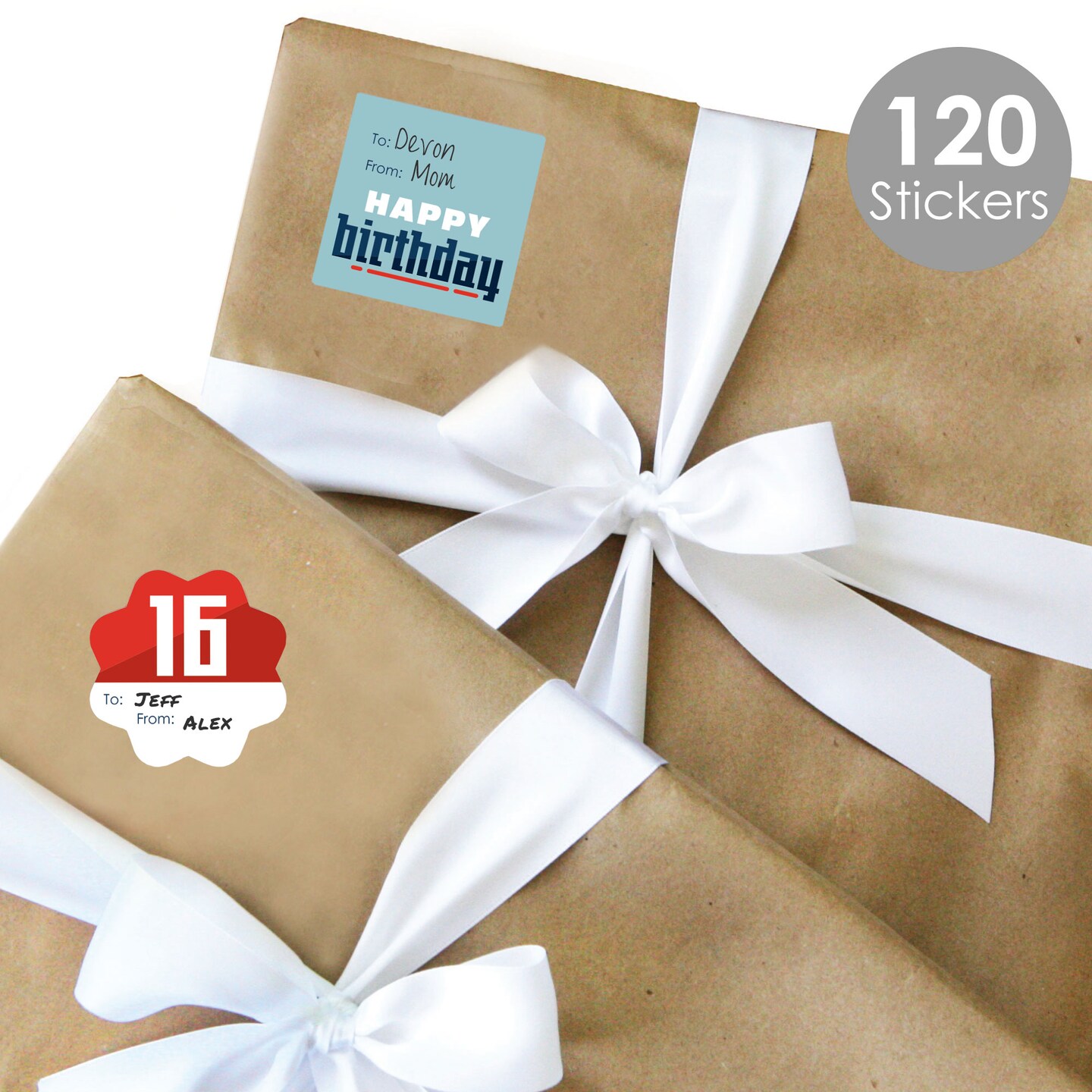 Big Dot of Happiness Boy 16th Birthday - Assorted Sweet Sixteen Birthday Party Gift Tag Labels - To and From Stickers - 12 Sheets - 120 Stickers