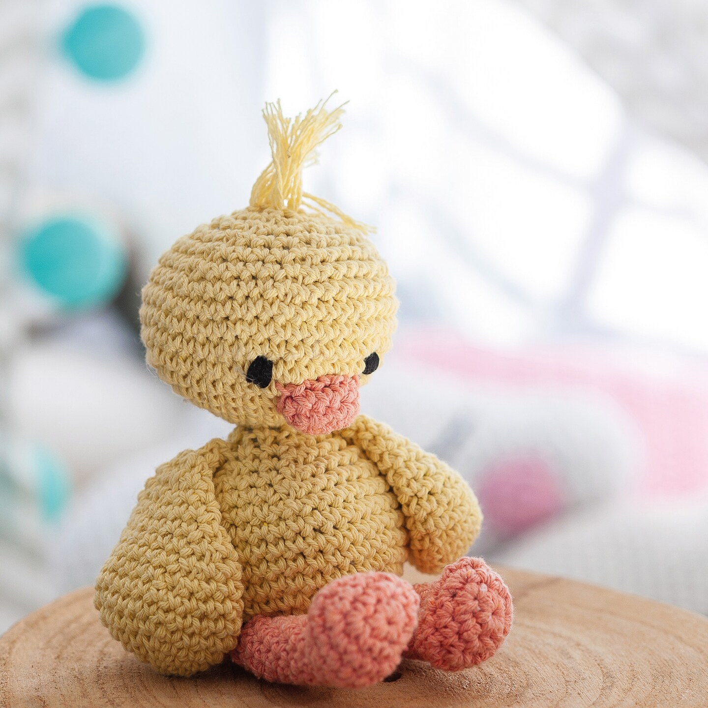 Hoooked Amigurumi DIY Kit W/Eco Barbante Yarn-Duckling Danny - Yellow & Peach