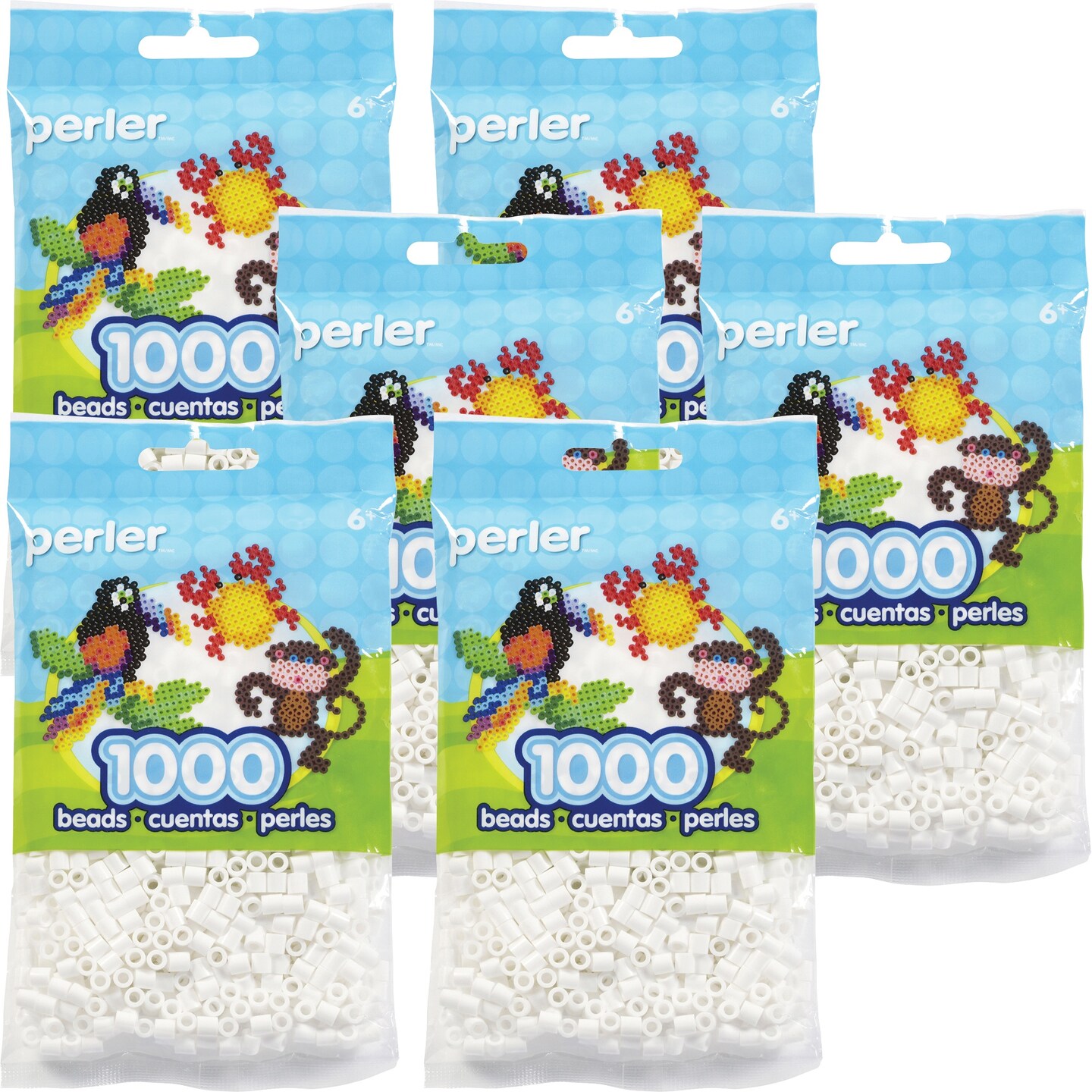 Multipack of 06 - Perler Beads 1,000/Pkg-White