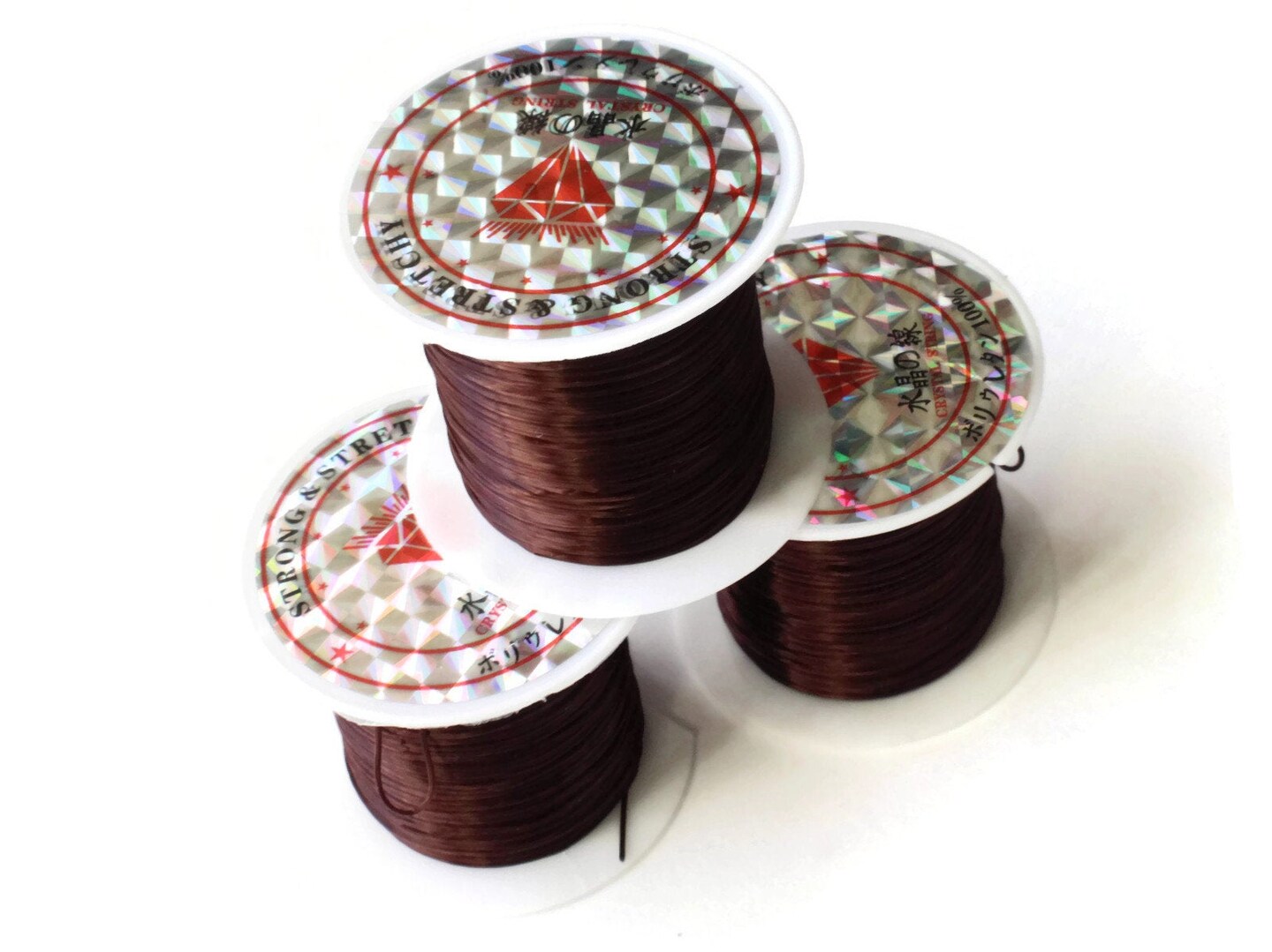 3 Rolls Thread Brown Elastic Cord 0.8mm Brown Elastic Thread 10 Meters per roll