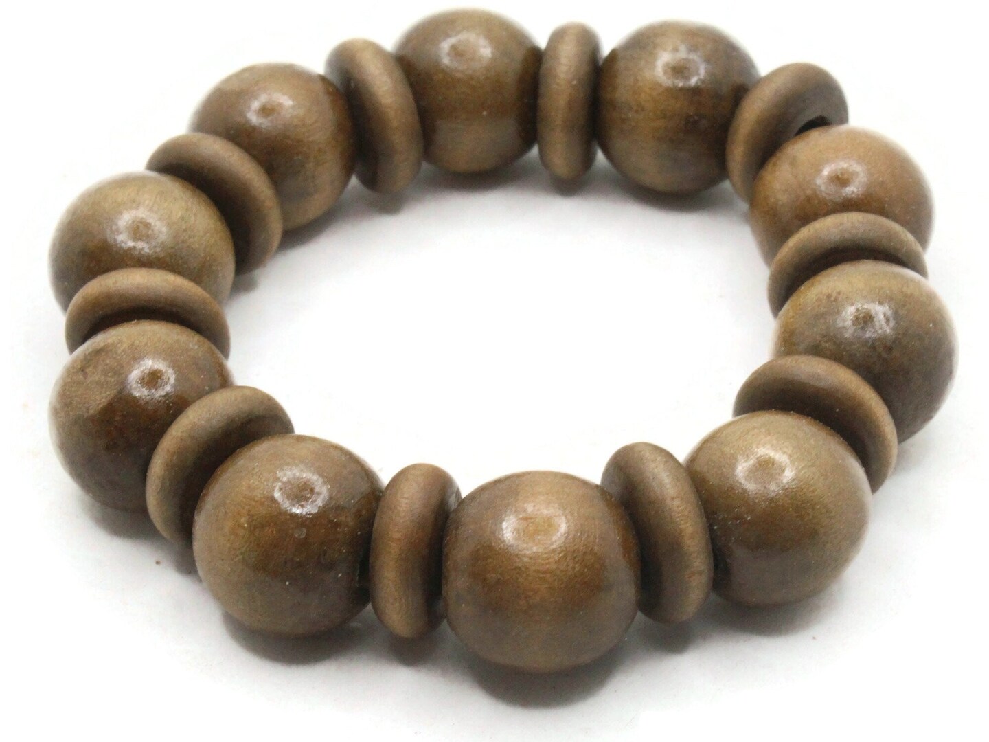 20 Brown Wooden Mixed Size Round and Disc Wood Beads