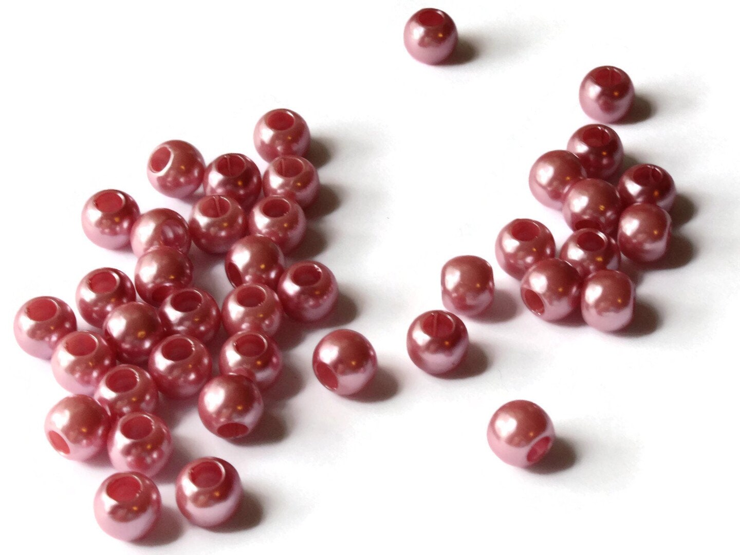 40 12mm Large Hole Pink Pearls Plastic Pearl Beads Faux Pearl Beads bH3