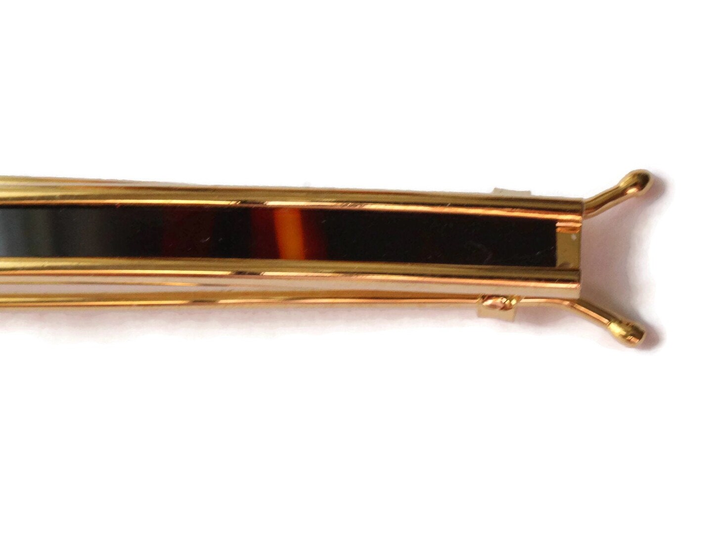 Vintage Tortoise Shell Barrette - Gold Finished Hair Clip Fashion Accessory from the 1950s or 1960s