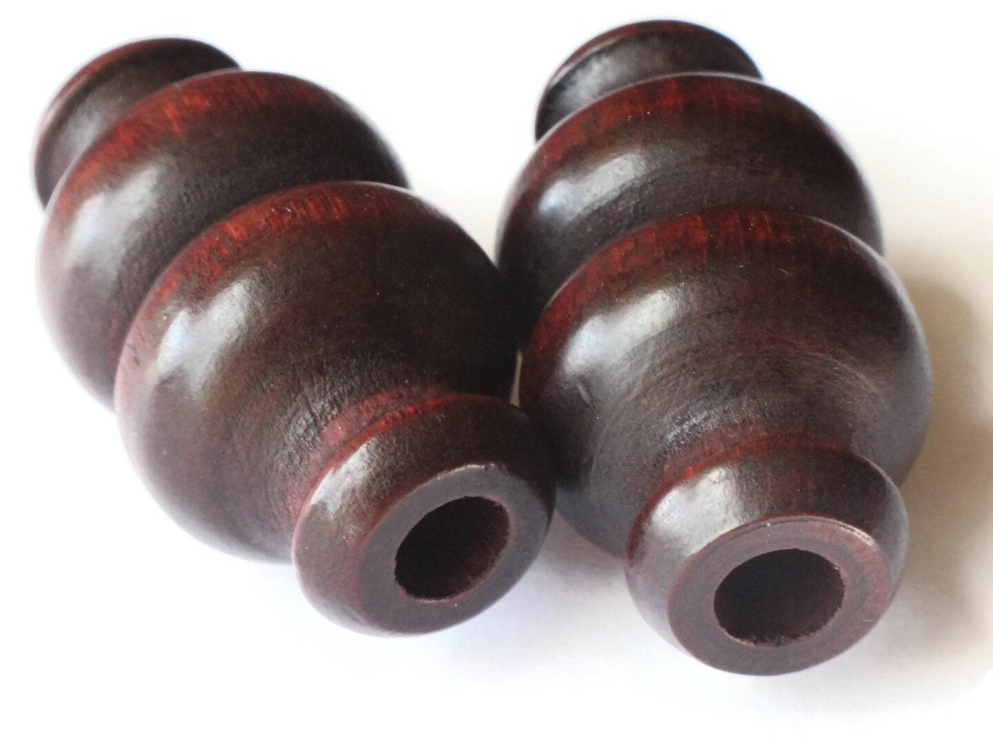 50mm Dark Mahogany Brown Large Hole Wood Beads Decorative Tube Beads Vintage Macrame Beads