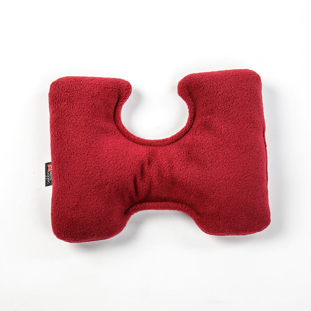 Buckwheat Bedding Travel Pillow, Buckwheat Hull Filled Travel Pillow with Fleece Cover, 9 x 11 Inches, Burgundy