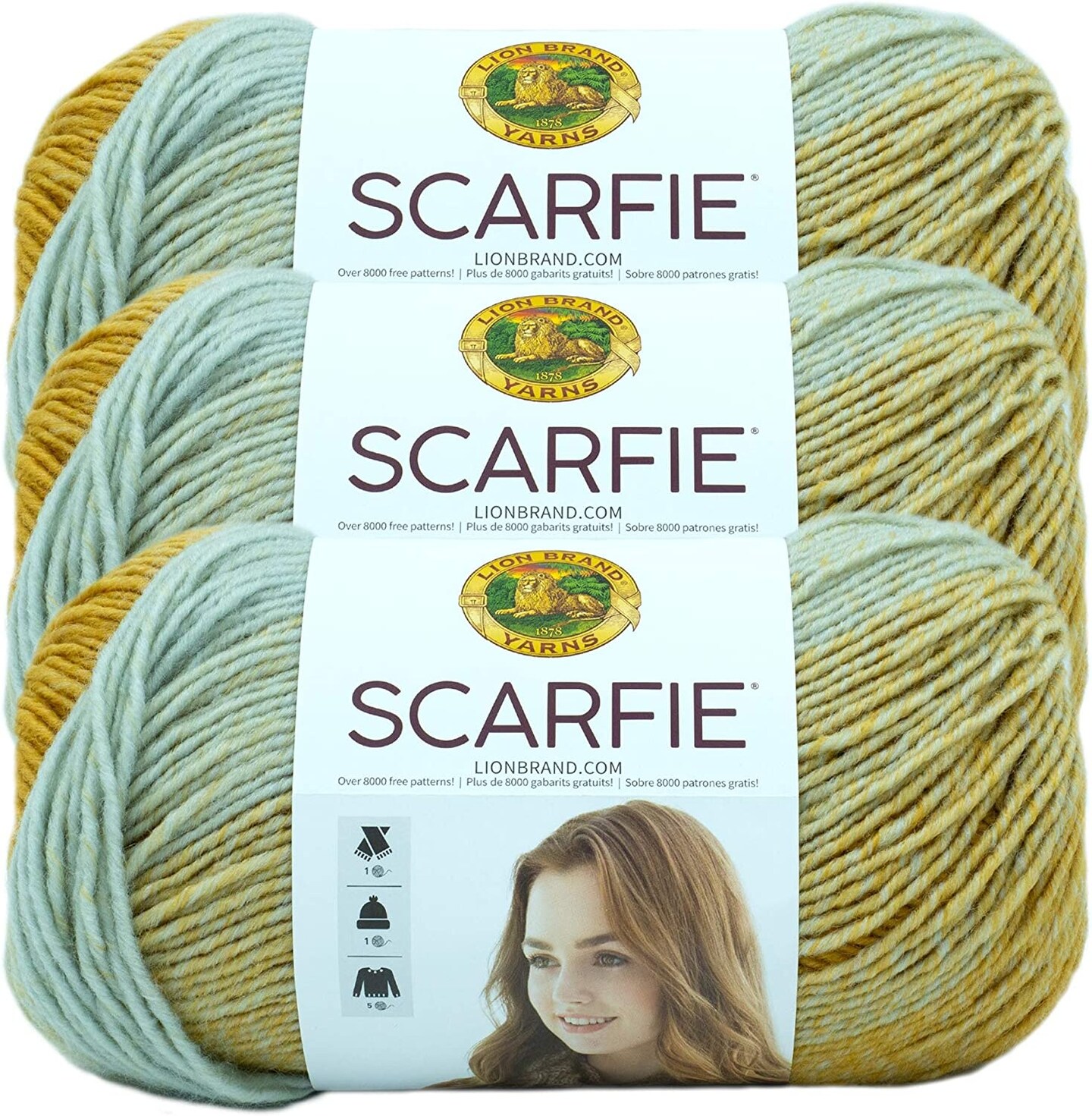 (Pack of 3) Lion Brand Scarfie Yarn-Ice/Gold