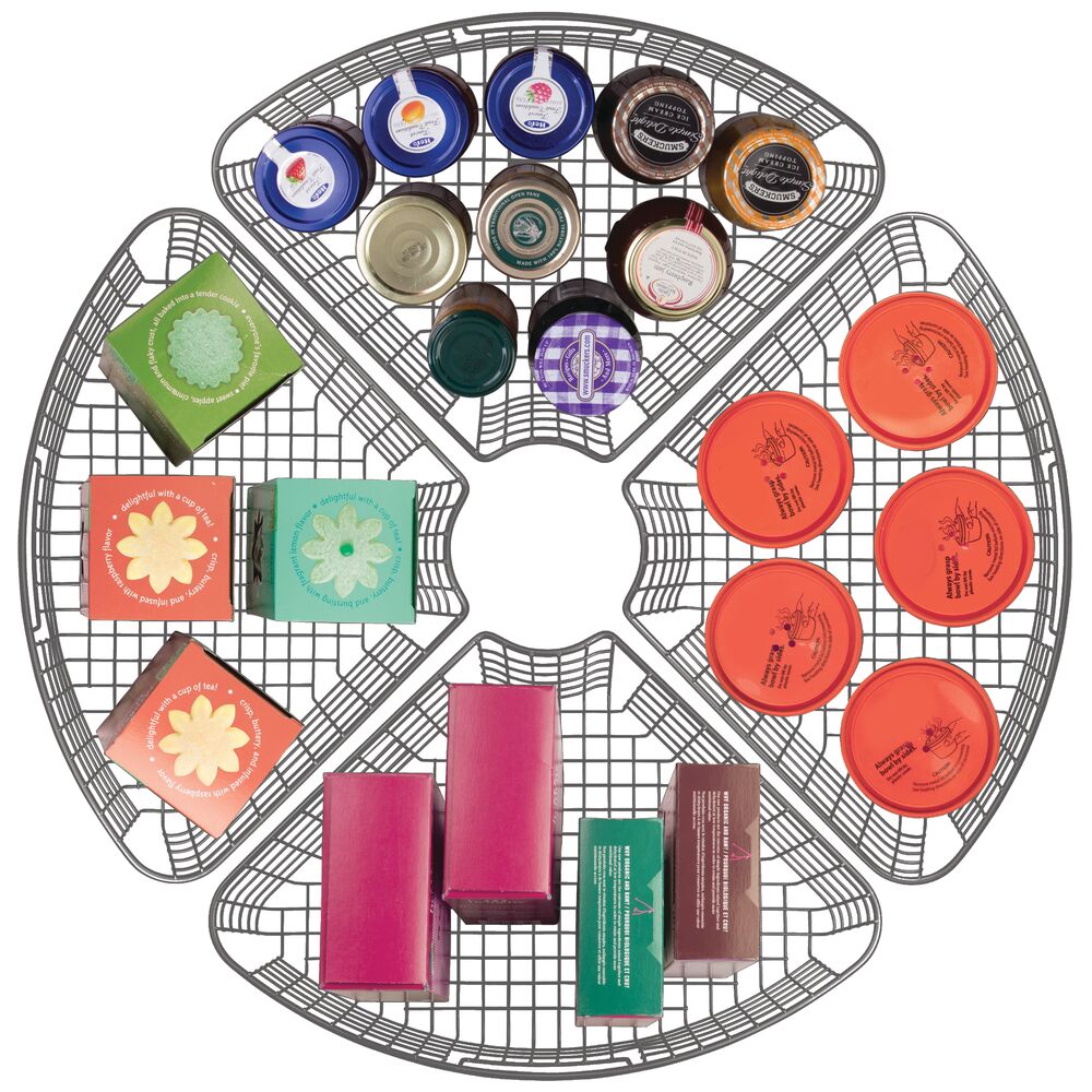mDesign Kitchen Cabinet Lazy Susan Storage Basket, 1/4 Wedge