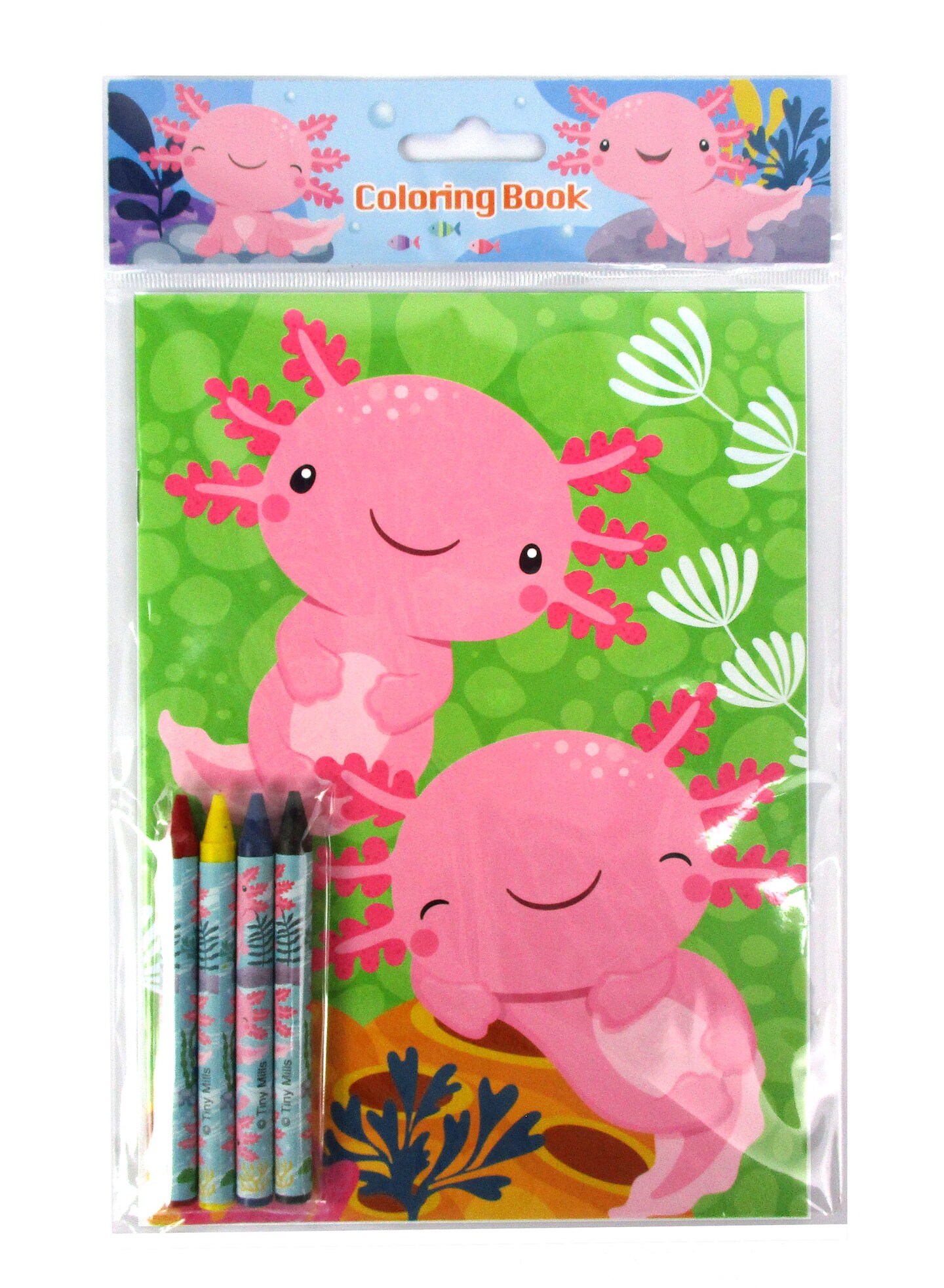 TINYMILLS Axolotl Coloring Book Set with 12 Coloring Books and 48 Crayons