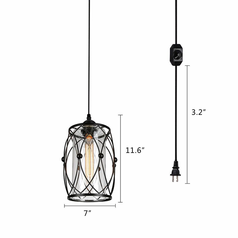 Kitcheniva Hanging Pendant Light Industrial Lamp Plug In Dining Room Fixture Chandelier 60W