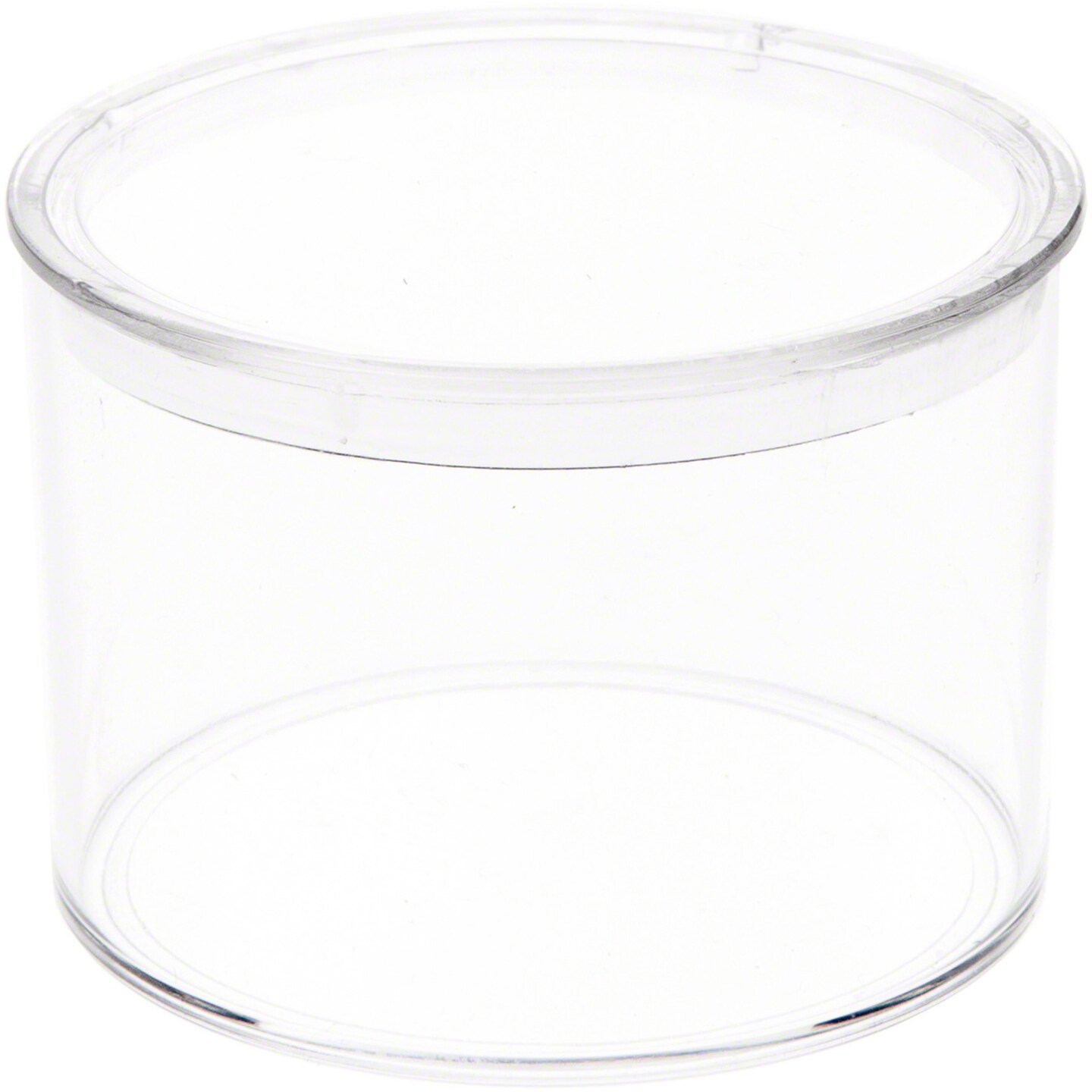 Pioneer Plastics 002C Clear Extra Small Round Plastic Container, 2&#x22; W x 1.4375&#x22; H
