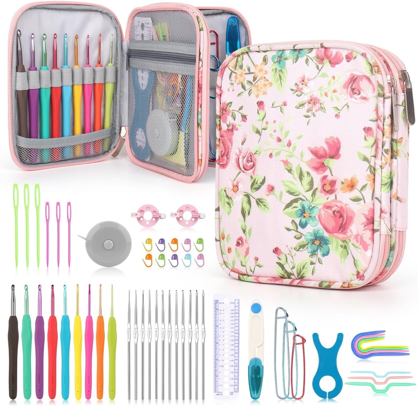 Crochet Hooks Kit with Case, 85Piece, Ergonomic Crochet Needles Weave