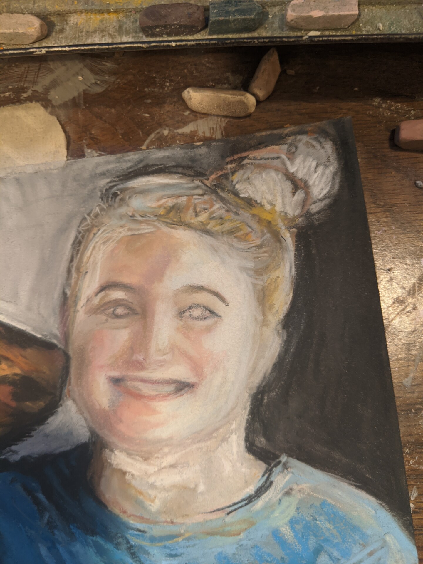 How to draw a portrait using soft hard pastels image 5