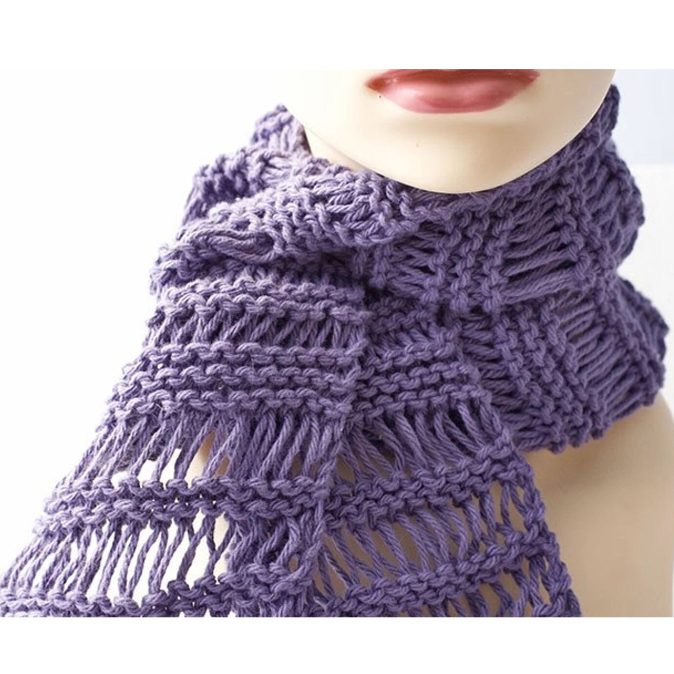 Hand Knit Cotton Skinny Scarf, Summer, Chose Color | MakerPlace by