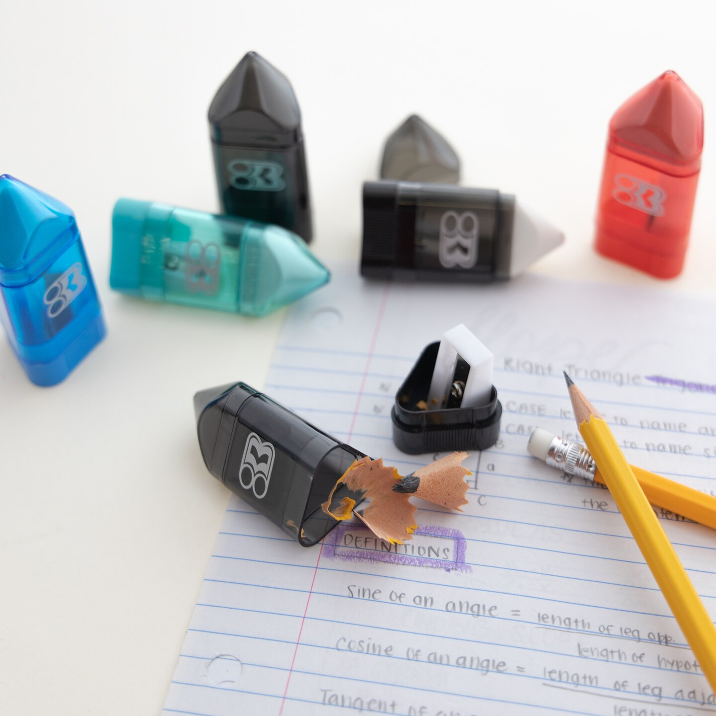 BAZIC Rex Sharpener w/ Receptacle + Eraser (2/Pack)