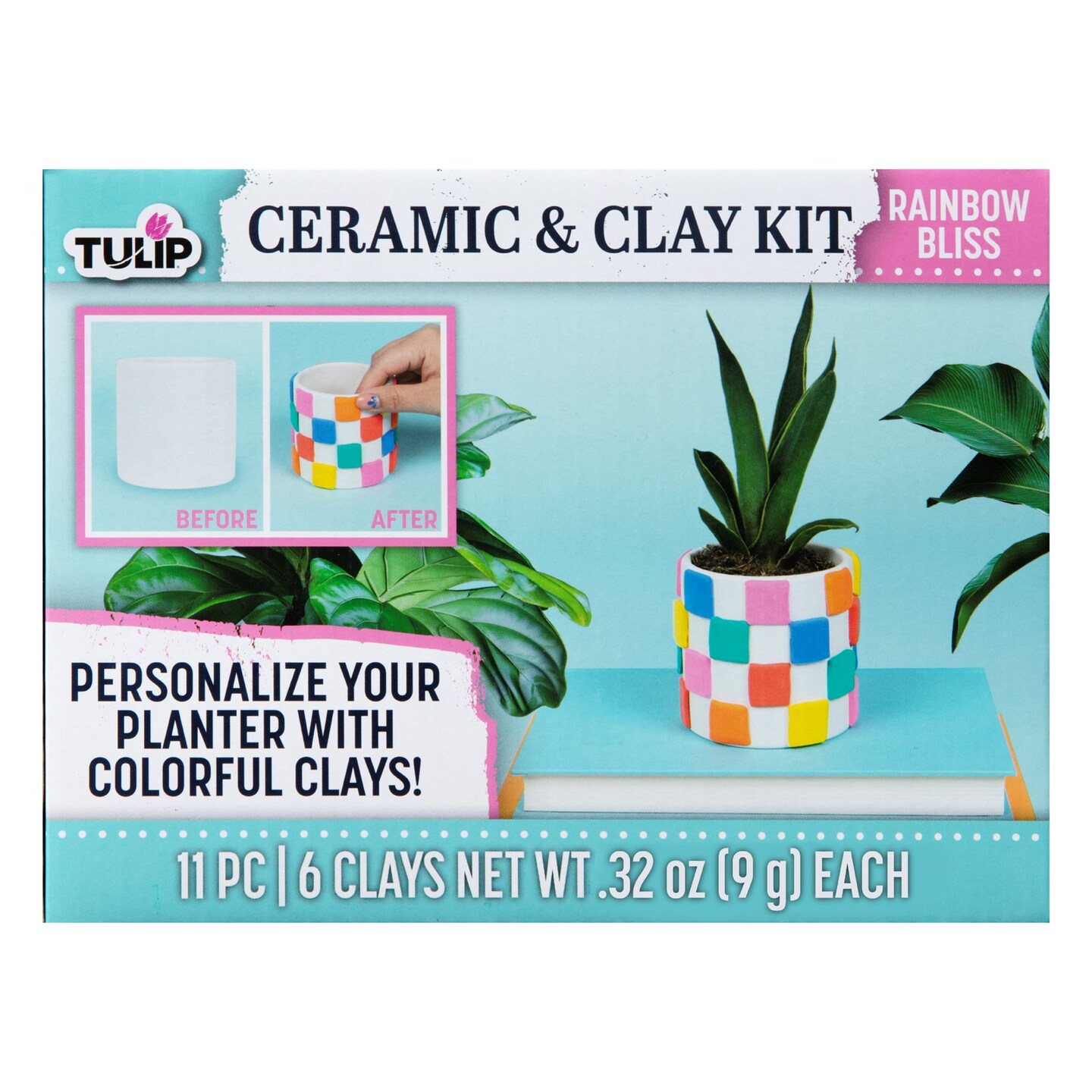 Tulip Ceramic &#x26; Clay Planter Kit Rainbow Bliss