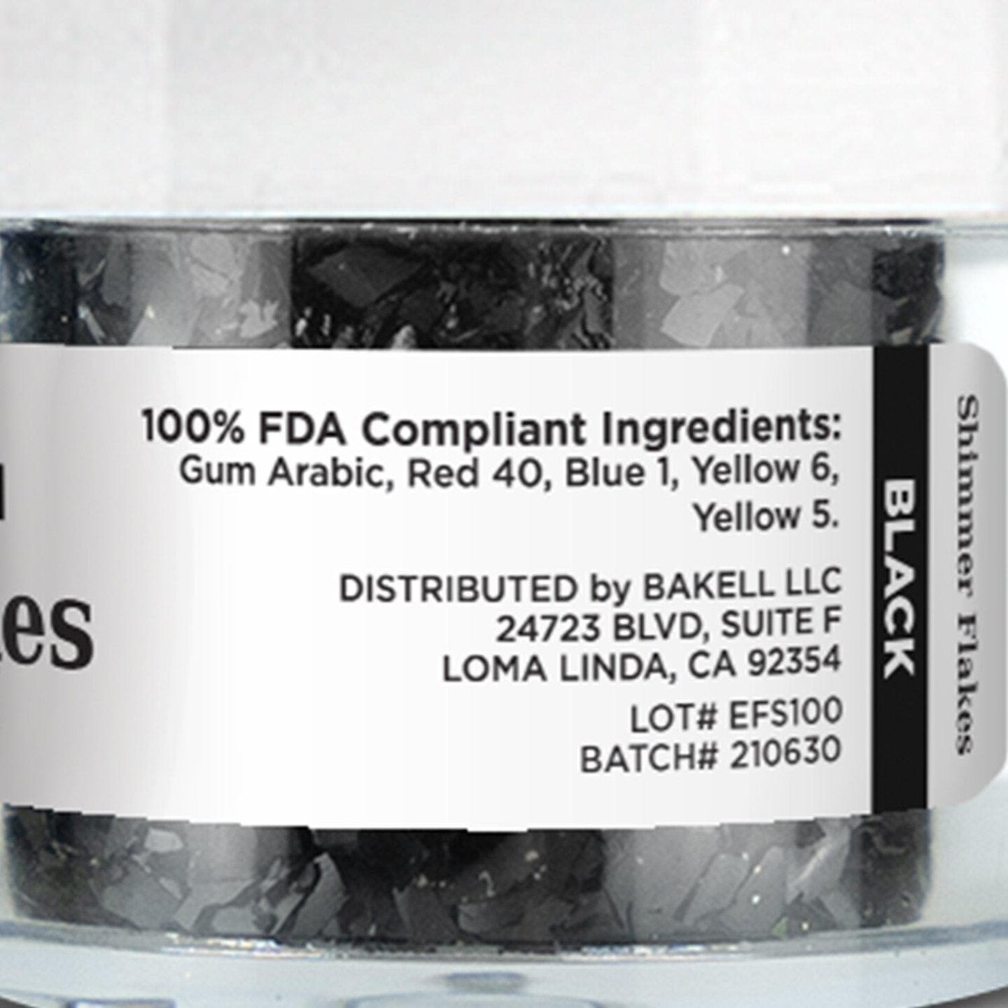 Black Edible Shimmer Flakes 4 Gram Jar