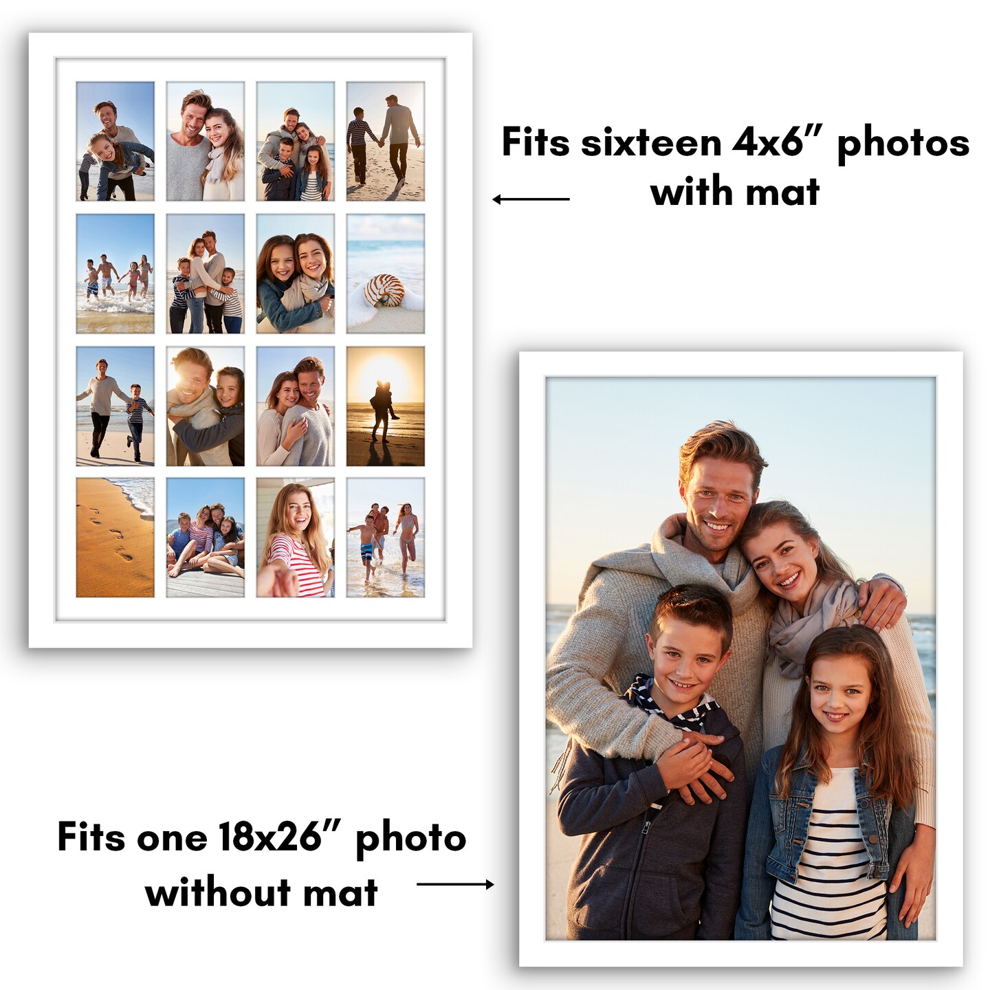 Americanflat 18x26 Collage Picture Frame - Use as Sixteen 4x6 Picture Frame Openings or One 18x26 Photo Frame Made of Engineered Wood with Polished Plexiglass