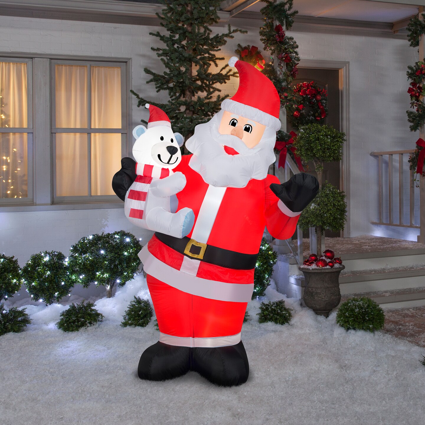 6' Gemmy Airblown Inflatable Animated Swaying Santa Claus w/ Polar Bear Yard Decoration 112753