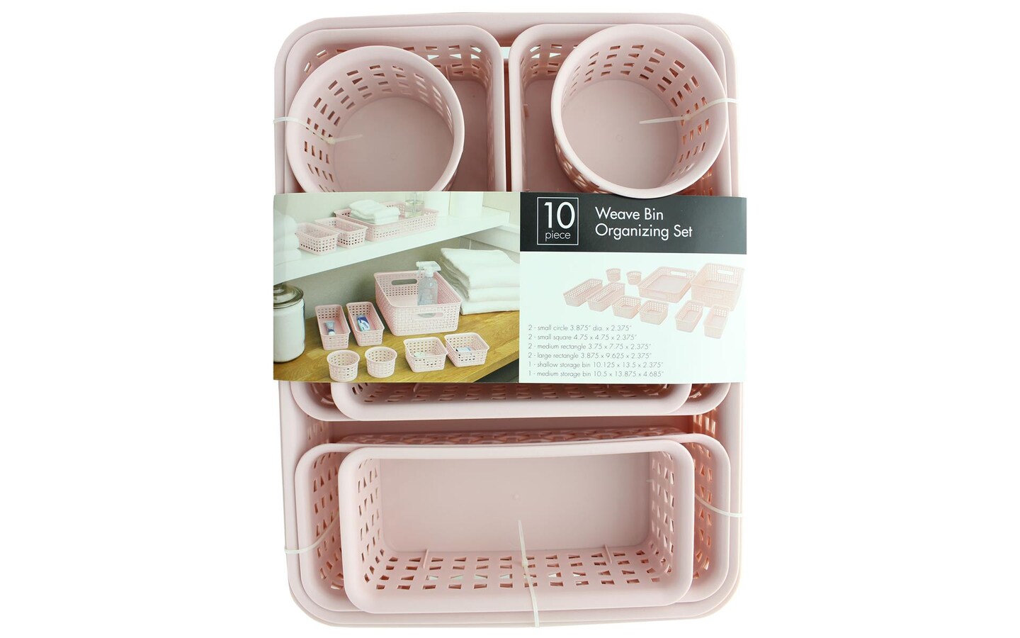 Storage Studios Weave Bin Set 10pc Pink