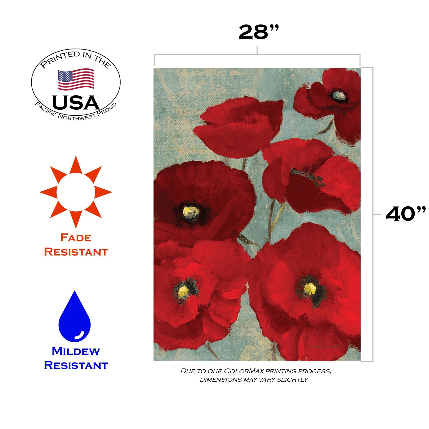 Red Painted Poppies Decorative Flower Flag
