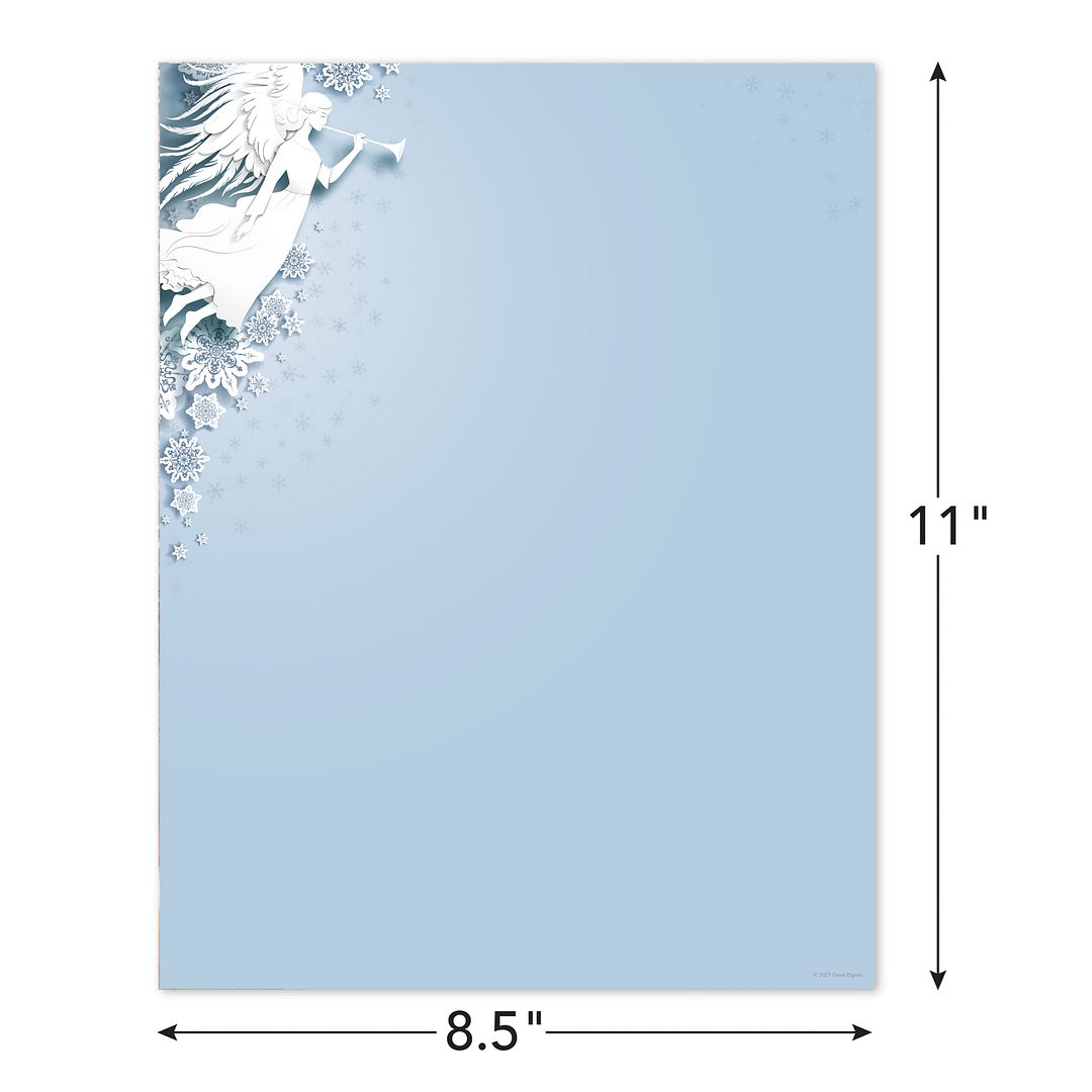 Great Papers! Winter Snow Angel Holiday Letterhead, Invitations and Announcements, Printer Friendly, 8.5"x11", 50 Pack