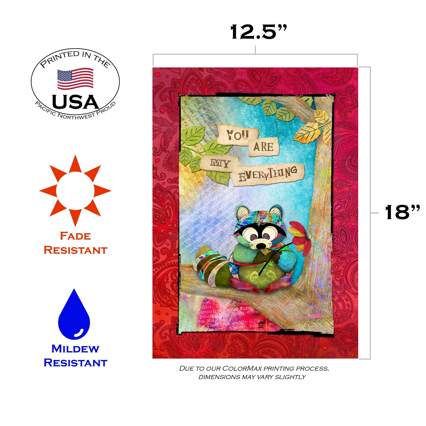 Sentimental Raccoon Decorative Raccoon Flag
