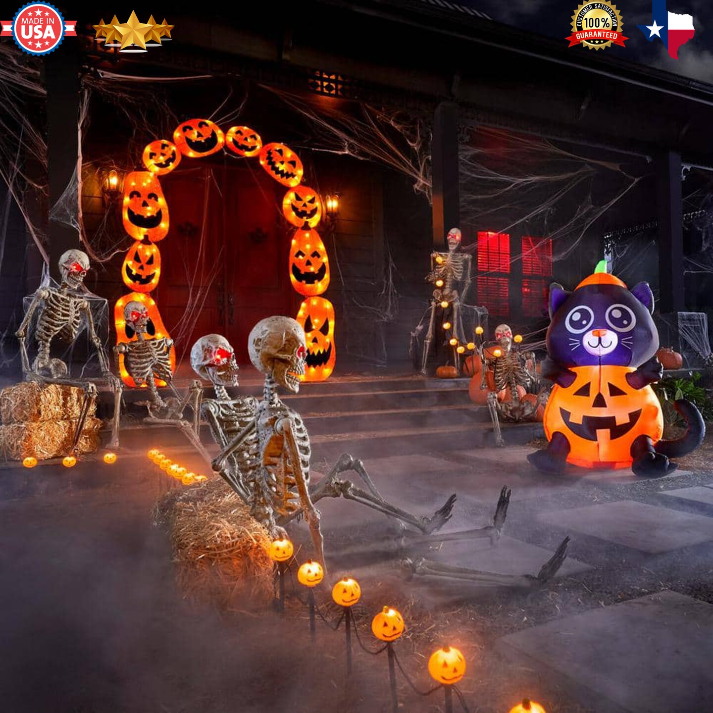 Tinsel Plug-In LED Pumpkin Archway-(1pcs) LED Lighted Pumpkin Arch ...