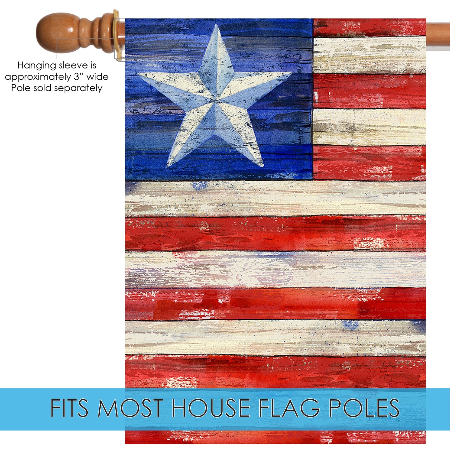 Red White and Blue Decorative Patriotic Flag