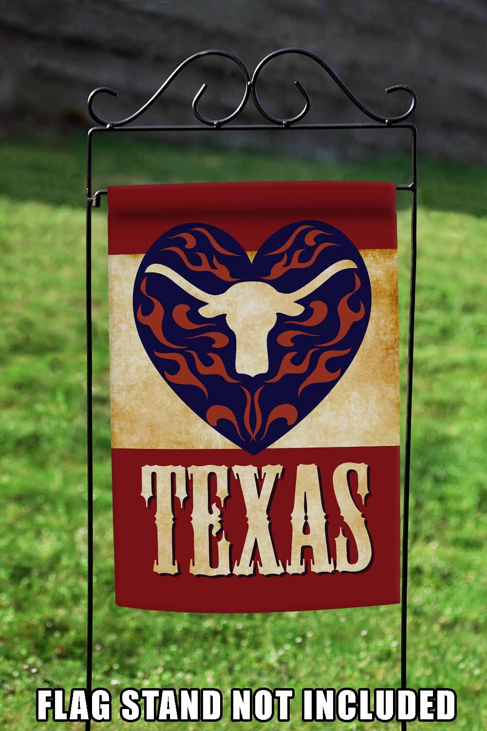 Texas Longhorn Heart Decorative Texas Flag