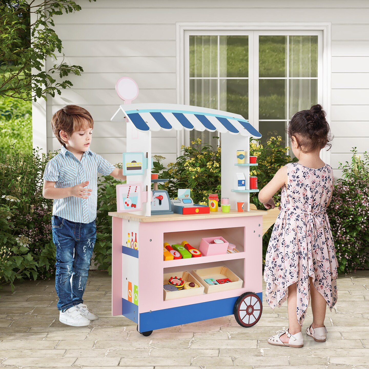 Toy Cart Play Set with POS Machine and Lovely Scale