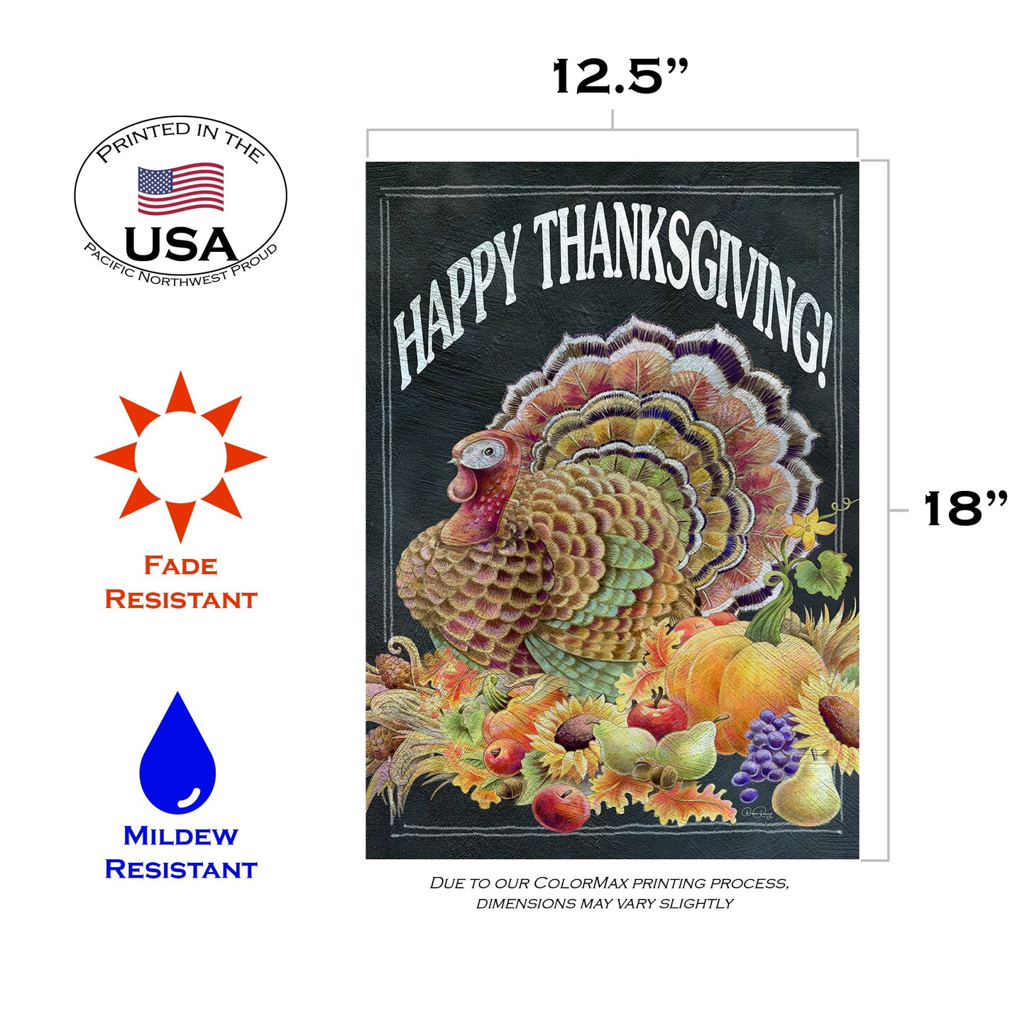Happy Thanksgiving Chalkboard Decorative Thanksgiving Flag