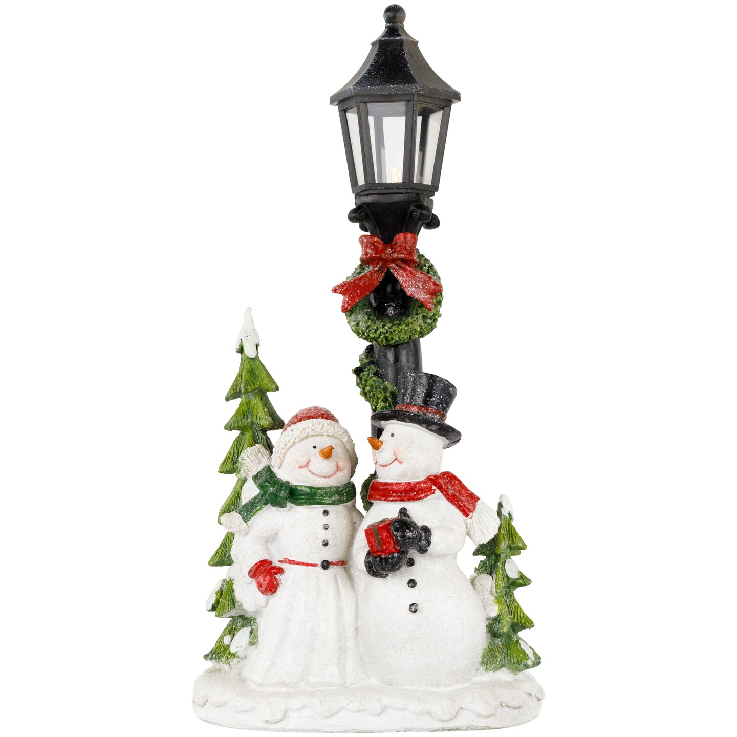 Northlight Lighted Snow Couple Under Street Lamp Christmas Decoration - 13.75&#x22;