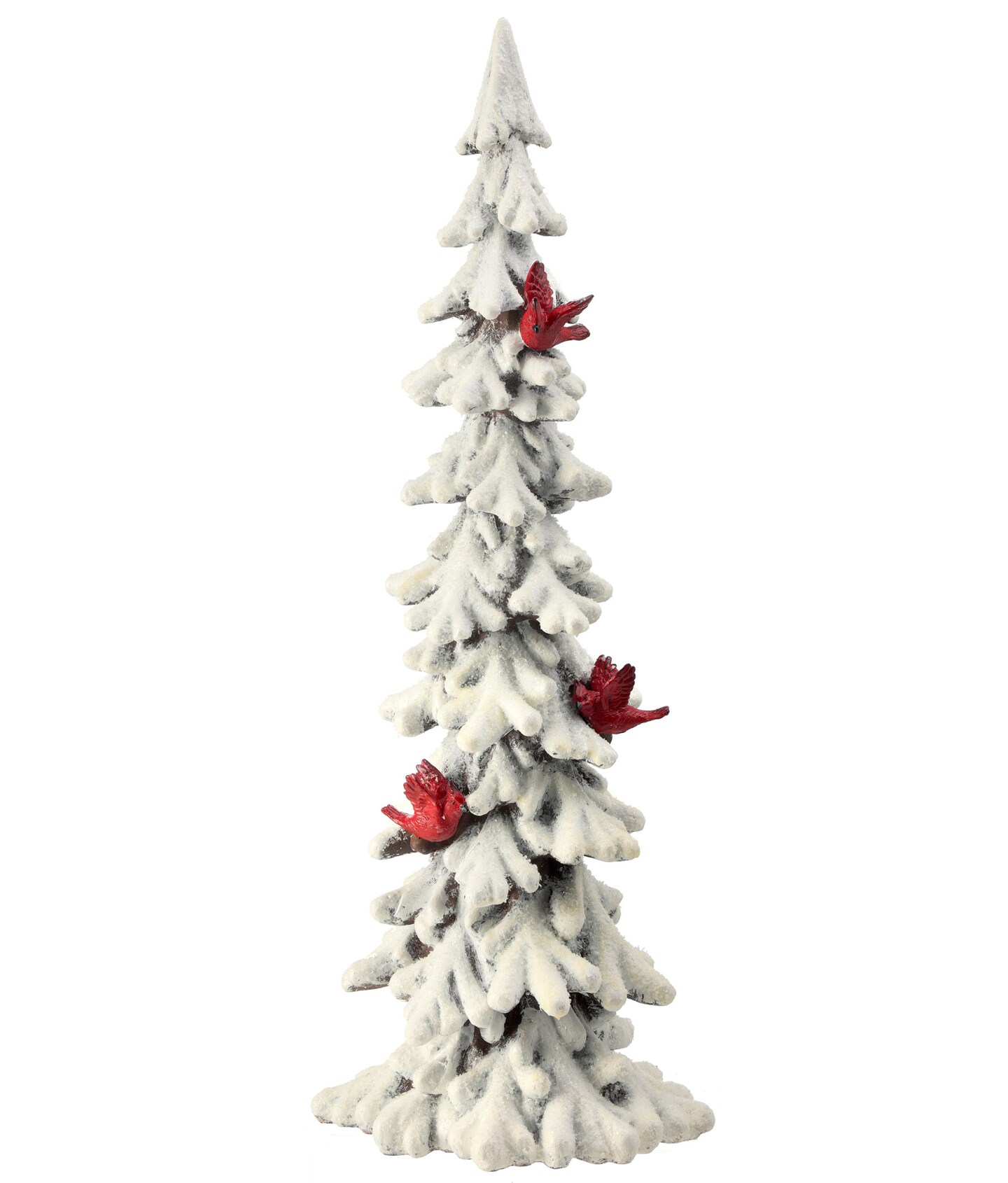 Contemporary Home Living 18.5&#x22; Snow Tree with Flying Cardinals Christmas Tabletop Decoration