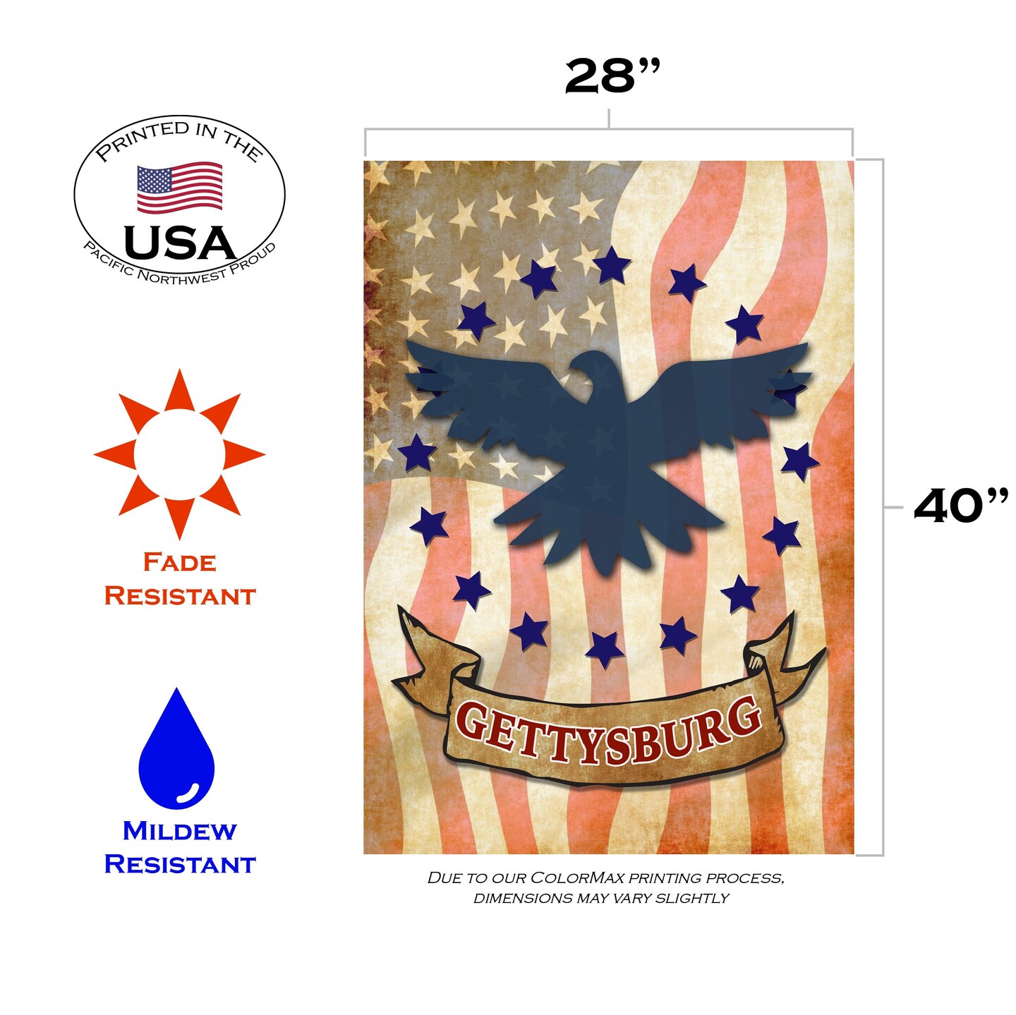 Gettysburg Eagle Decorative Patriotic Flag